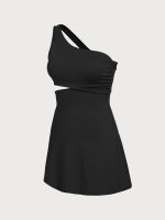 Black One-Shoulder Cut Out Sports Dress - Image 5