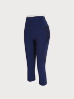 Navy Contrast Workout Leggings 21" - Image 7