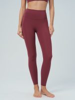 Wine Red High Waisted Leggings 24" - Image 2