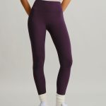 Purple Contrast Natural Waisted Leggings 25"