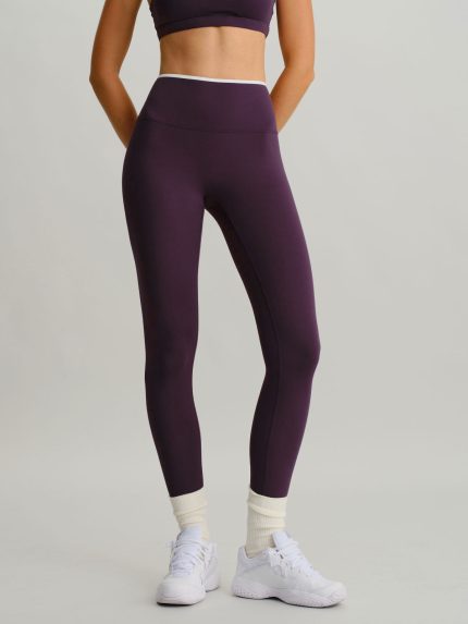 Purple Contrast Natural Waisted Leggings 25"