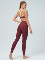 Wine Red High Waisted Leggings 24" - Image 5