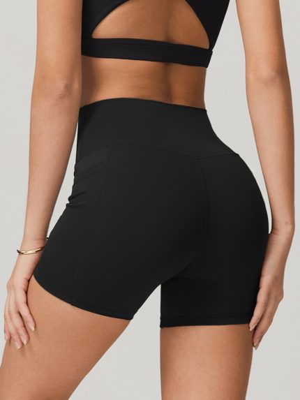 Black Natural Waisted Sports Shorts 3"