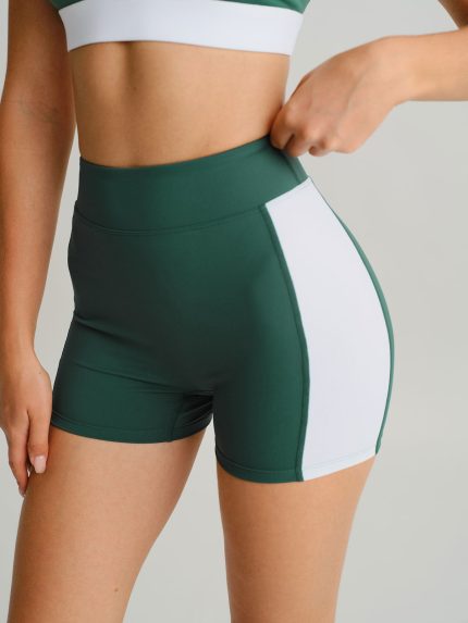 Green Contrast Line Workout Shorts 3"