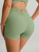 Light Green Cut Out Shorts 3"