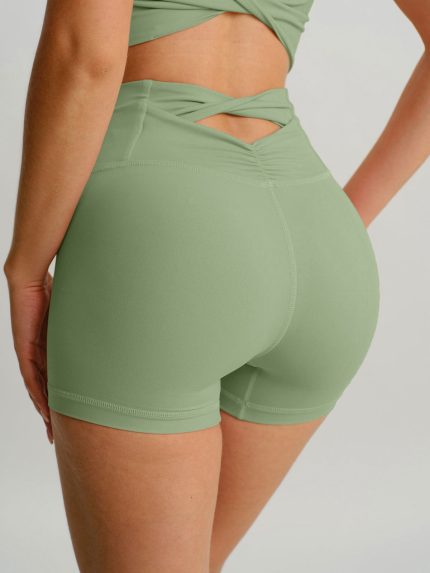 Light Green Cut Out Shorts 3"