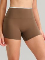Brown Natural Waisted Sports Shorts 3"