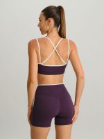Purple Contrast Front-Cross Sports Shorts 3" - Image 4