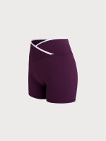 Purple Contrast Front-Cross Sports Shorts 3" - Image 7
