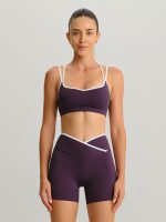 Purple Contrast Front-Cross Sports Shorts 3" - Image 3