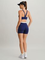 Navy Contrast Line Workout Shorts 3" - Image 4