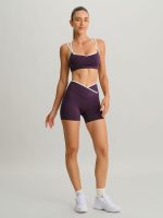 Purple Contrast Front-Cross Sports Shorts 3" - Image 5