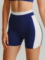 Navy Contrast Line Workout Shorts 3" - Image 3