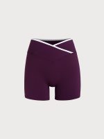 Purple Contrast Front-Cross Sports Shorts 3" - Image 6