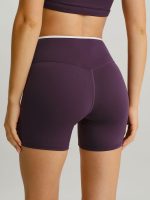 Purple Contrast Front-Cross Sports Shorts 3" - Image 2