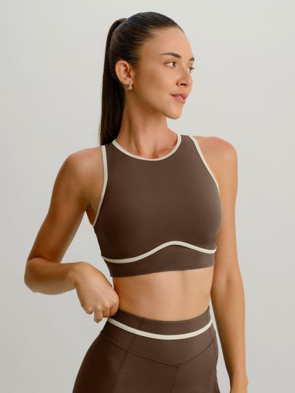 Coffee Round Neck Line Tank Top