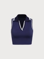 Navy V-Line Collar Tank Top - Light Support - Image 5