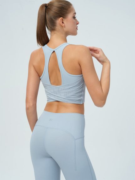 Light Blue Cutout Twist Tank Top