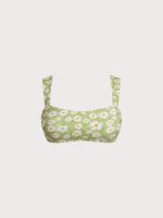 Grass Green Floral Print Surfing Top