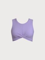 Purple Round Neck Twist Surf Top