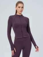 Purple Slim-Fit Zip-Up Athletic Jacket