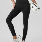 Black Contrast High Waisted Leggings 24"