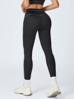 Black High-Waist Contrast-Line Leggings 26" - Image 2