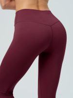 Burgundy Cross-Waist Leggings 28" - Image 3