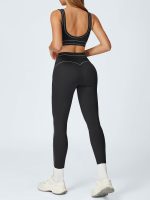Black High-Waist Contrast-Line Leggings 26" - Image 5