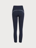 Navy Blue Stitching High Waisted Leggings 24" - Image 8
