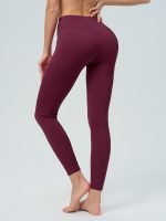 Burgundy Cross-Waist Leggings 28" - Image 2
