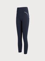 Navy Blue Stitching High Waisted Leggings 24" - Image 7