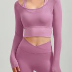 Pink U Neck Long Sleeve Top - Light Support
