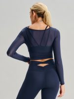 Navy U Neck Long Sleeve Top - Light Support - Image 2