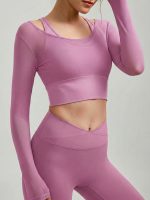 Pink U Neck Long Sleeve Top - Light Support - Image 5