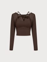 Coffee Cut Out Long Sleeve Top--Light Support - Image 6