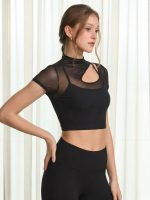 Black Mesh Short Sleeve Top--Light Support - Image 2