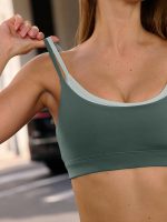 Sage Green Contrast Twist Sports Bra - Light Support - Image 5