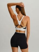 Black Contrast U Neck Sports Bra - Light Support - Image 6