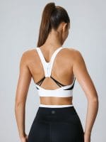 Black Contrast U Neck Sports Bra - Light Support - Image 2