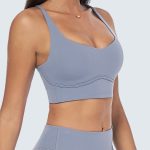 Light Blue Cross-Back Stitch Sports Bra