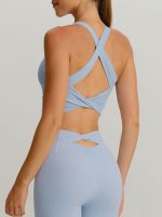 Light Blue Twist X-Cross Sports Bra - Light Support