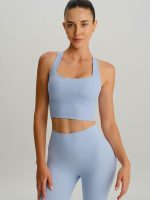 Light Blue Twist X-Cross Sports Bra - Light Support - Image 3
