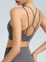 Grey Crisscross Back Sports Bra - Image 2