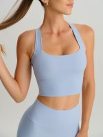 Light Blue Twist X-Cross Sports Bra - Light Support - Image 2