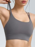 Grey Crisscross Back Sports Bra - Image 3