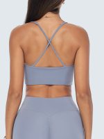 Light Blue Cross-Back Stitch Sports Bra - Image 3