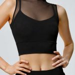 Black Mesh Sleeveless Tank Top - Light Support