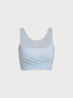 Light Blue Mesh Cross-Front Tank Top - Light Support - Image 11