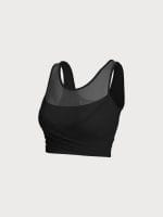 Black Mesh Cross-Front Tank Top - Light Support - Image 9